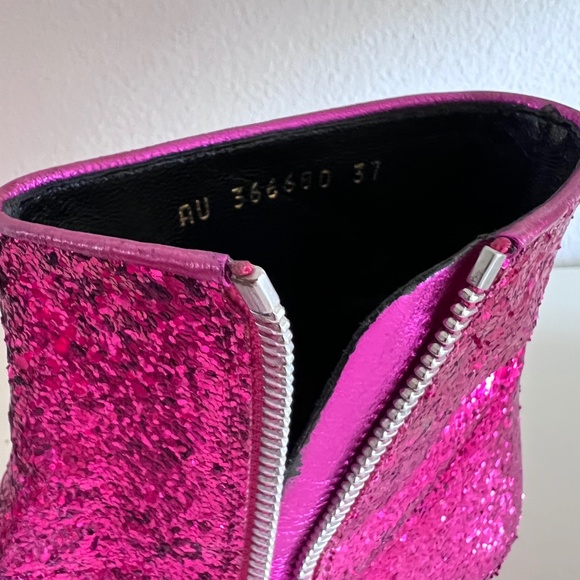 SAINT LAURENT Babies Glitter Ankle Boots - 37 - Picture 3 of 6